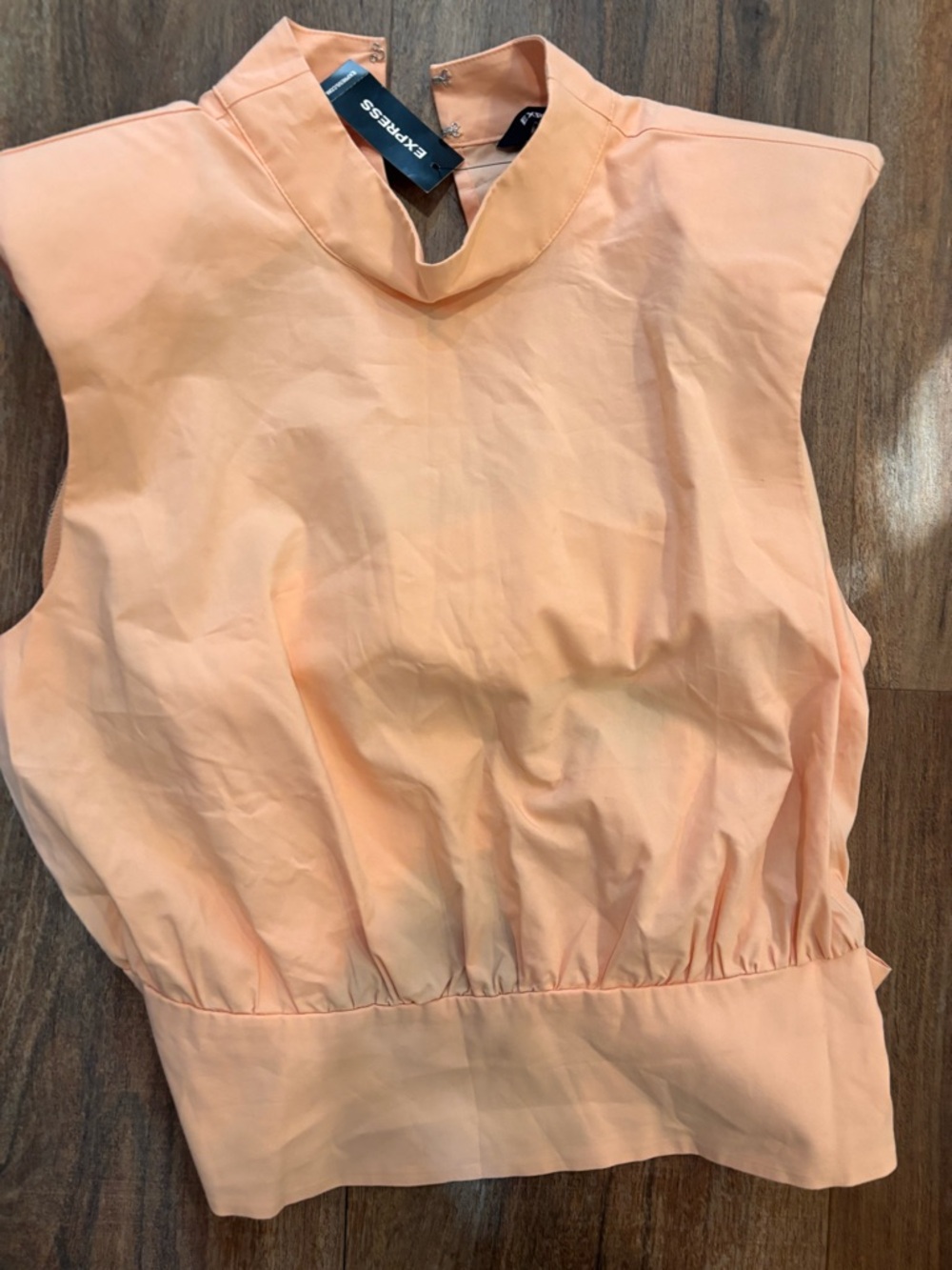 Express Peach High-Neck Sleeveless Blouson Top